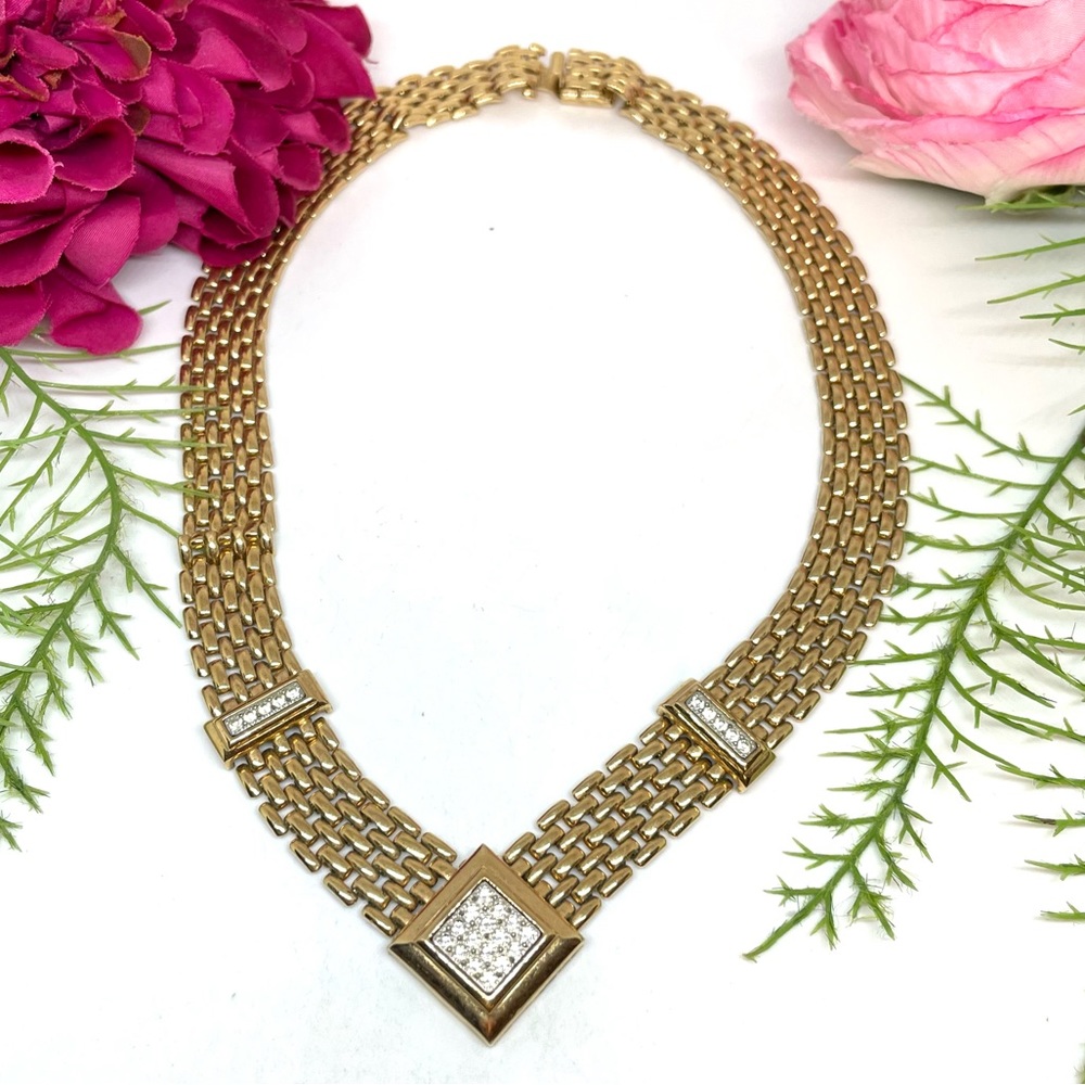 VINTAGE⚜️AVON Golden Omega Crystal Necklace